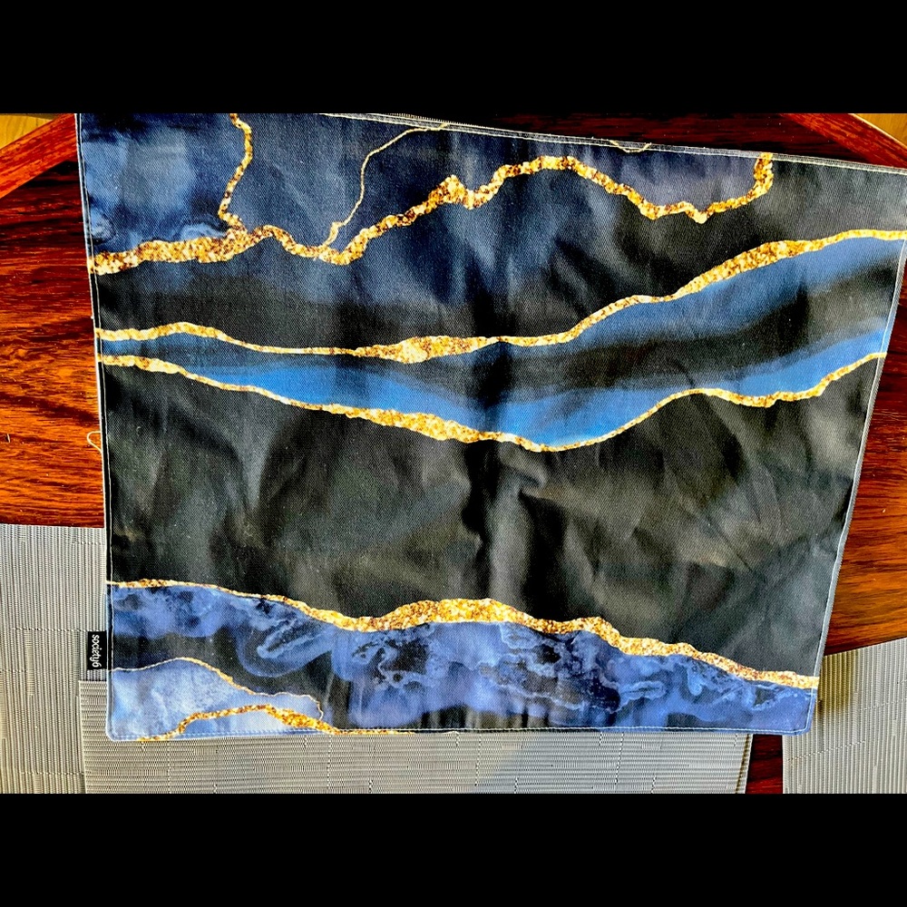 Modern Style Placemats - Blue, Black, and Gold